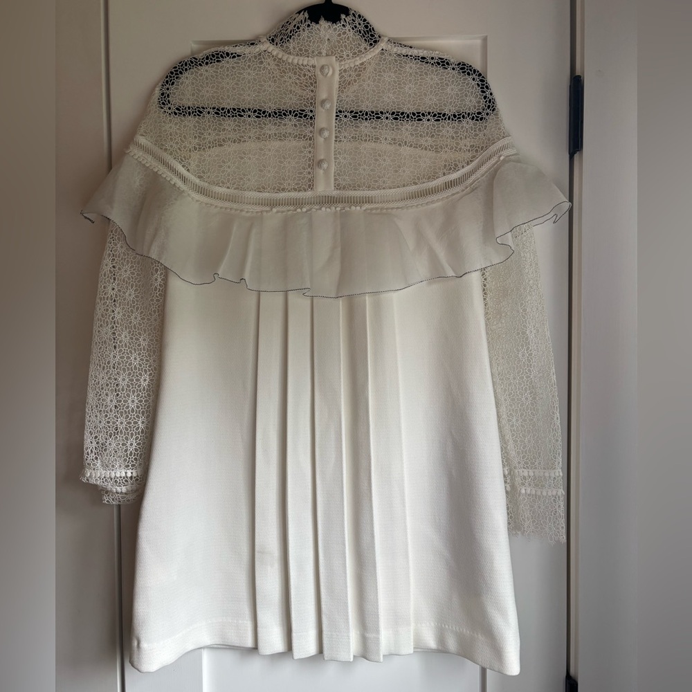 Self-Portrait White Lace Mini Dress
